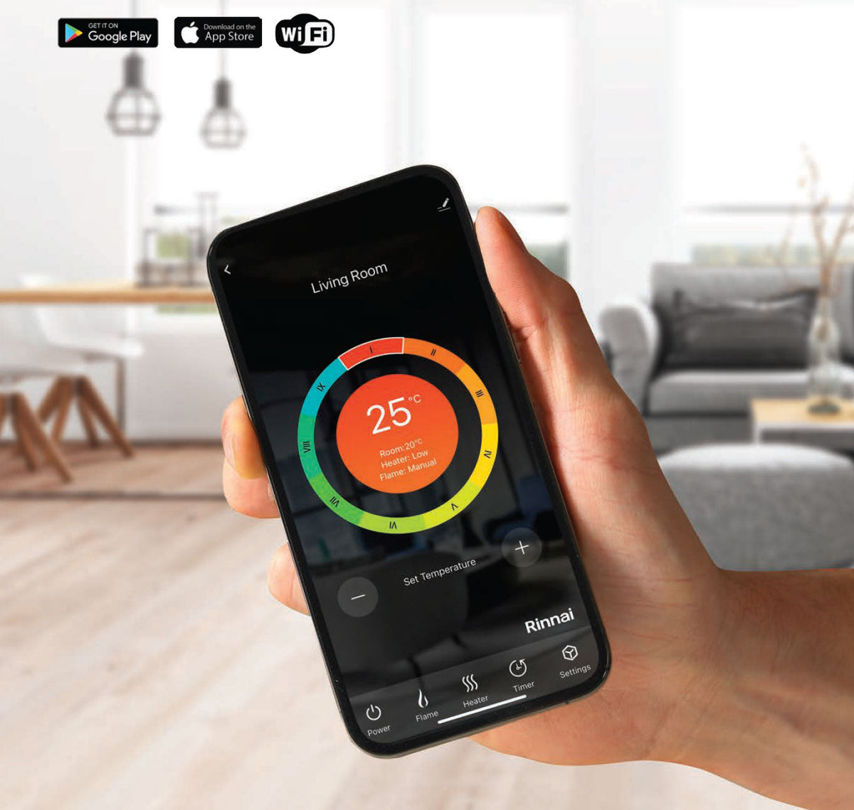 Rinnai ES 1300 Electric Fire wifi app control