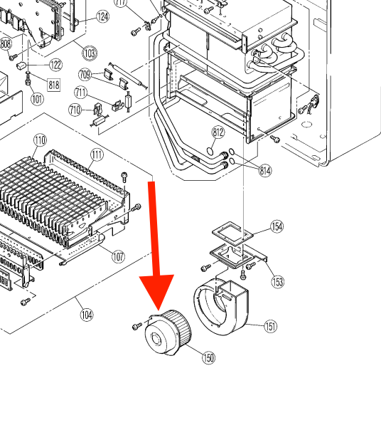 Rinnai 92095022: Fan Comb V2426Wb/Ws V2626Wg Spare Part
