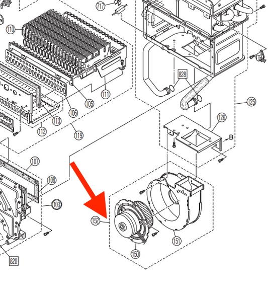 Rinnai 92099688: Combustion Fan A Series Builders Model B26 Spare Part