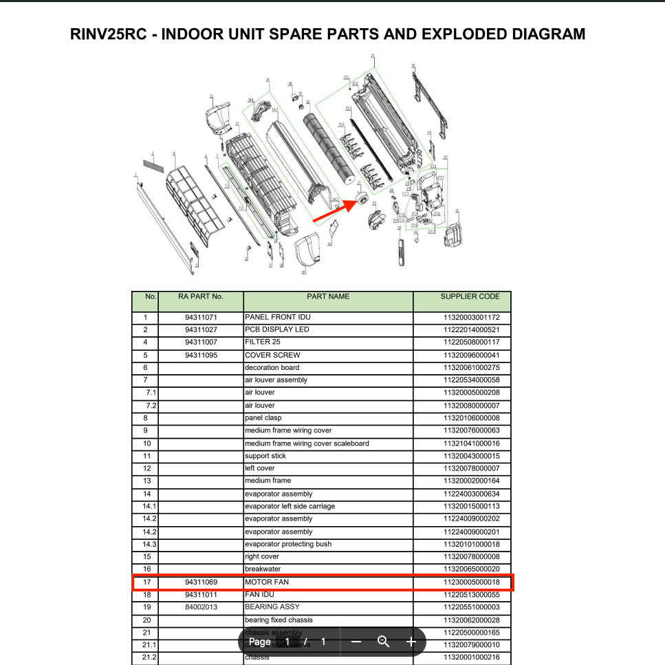 Rinnai - MOTOR FAN IDU 25C 34C P/N 84002077