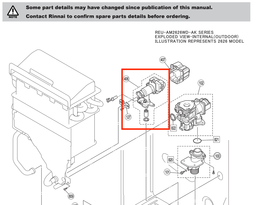Rinnai Water Flow assy A series P/N 92099694