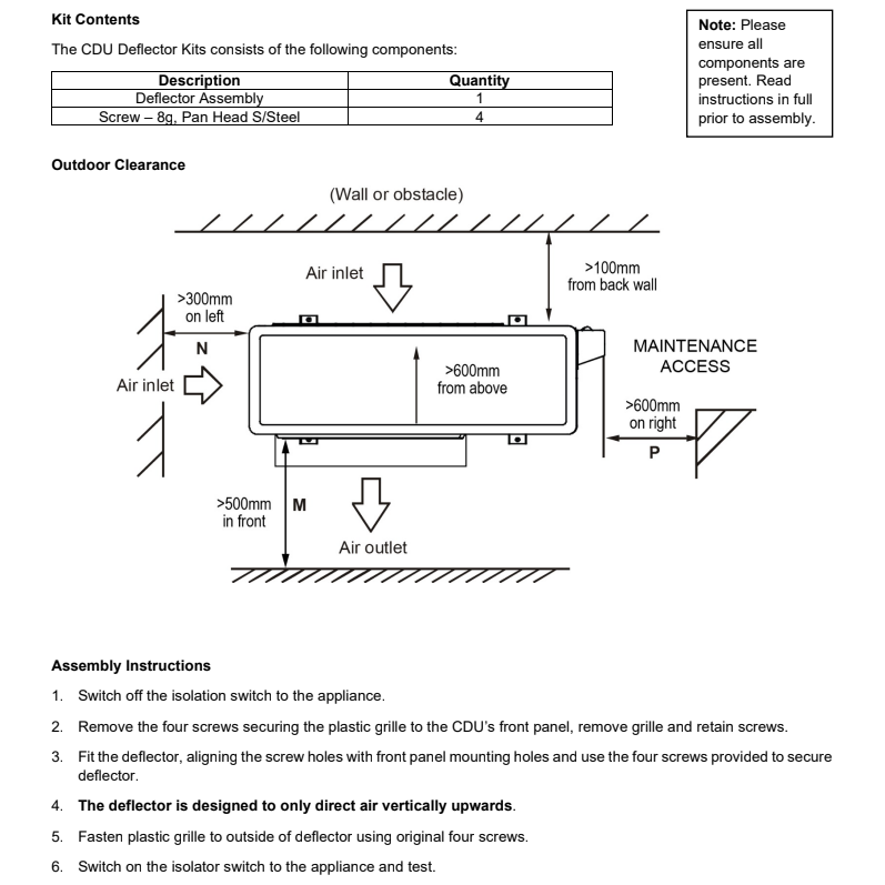 Rinnai Ducted Inverter Louvered Deflector R32 Spare Part