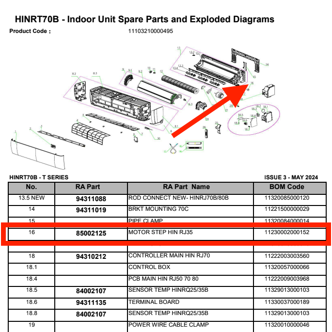 Rinnai MOTOR STEP HIN RJ35 P/N 85002125