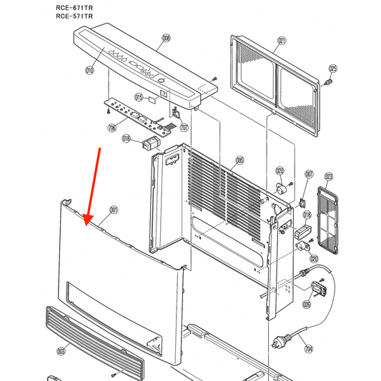 Rinnai Panel, Front RCE-671TR Platinum Silver P/N 90199367