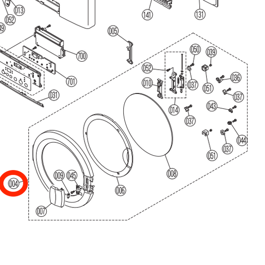 Rinnai RDT-90-AU-W Dryer Door Assembly