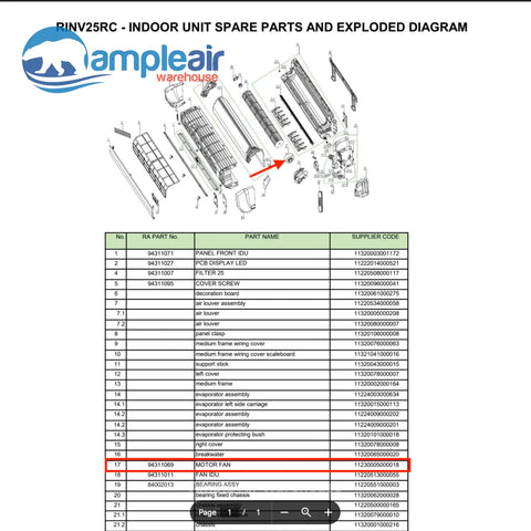 Rinnai - MOTOR FAN IDU 25C 34C P/N 84002077